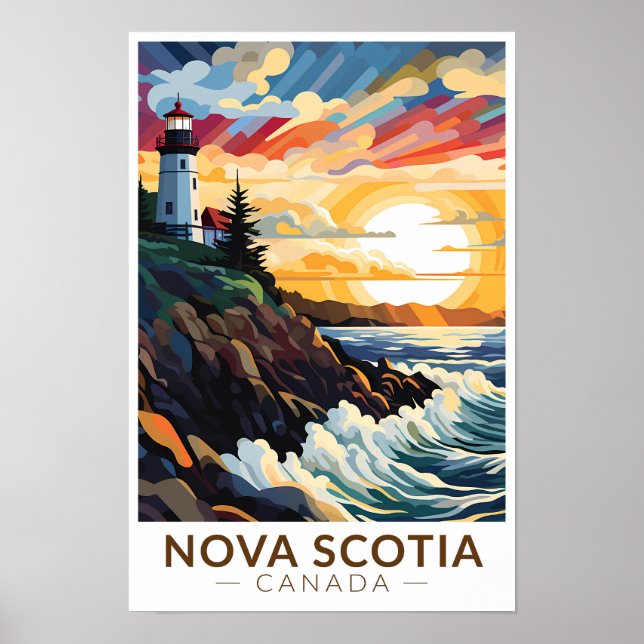 Nova Scotia Kanada fyr Resa Konst Vintage Poster (Framsidan)