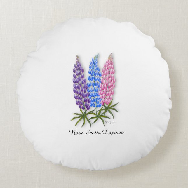 Nova Scotia Lupines Rund Kudde (Framsidan)