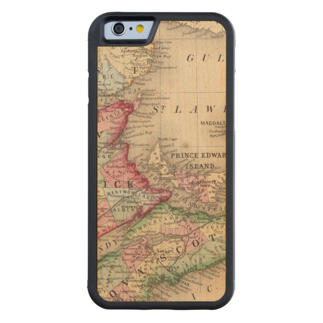 Nova Scotia New Brunswick, karta av Mitchell Carved Wood iPhone Skal (Baksidan)