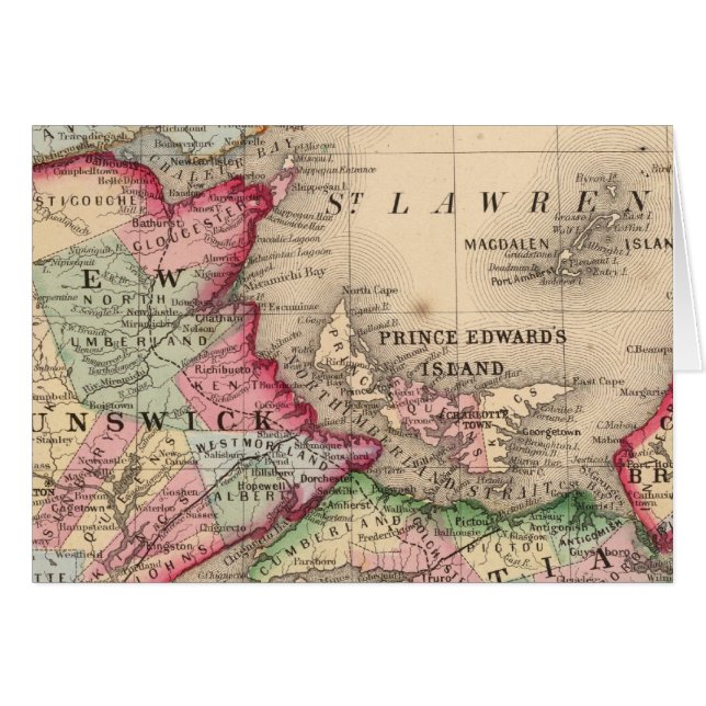 Nova Scotia, New Brunswick, Karta av Mitchell Hälsningskort (Framsidan Horizontal)