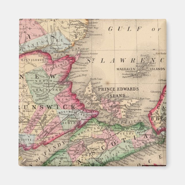 Nova Scotia, New Brunswick, Karta av Mitchell Magnet (Framsidan)