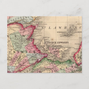 Nova Scotia, New Brunswick, Karta av Mitchell Vykort