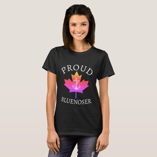 Nova Scotia Proud Bluenoser anchor maple löv T Shirt (Hel framsida)
