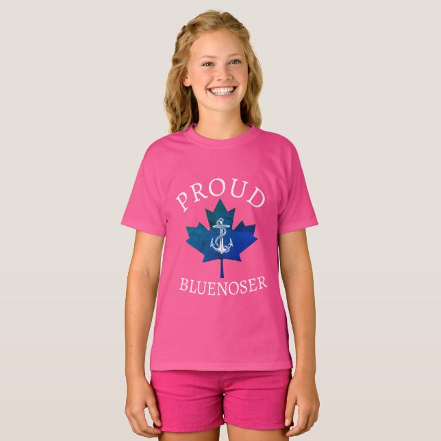 Nova Scotia Proud Bluenoser anchor maple löv T Shirt (Hel framsida)