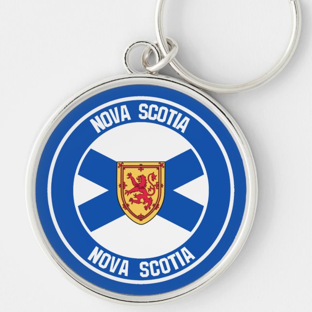 Nova Scotia Round Emblem Rund Silverfärgad Nyckelring (Framsidan)