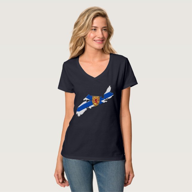 Nova Scotia shirt Halifax shirt Nova scotia karta T Shirt (Hel framsida)