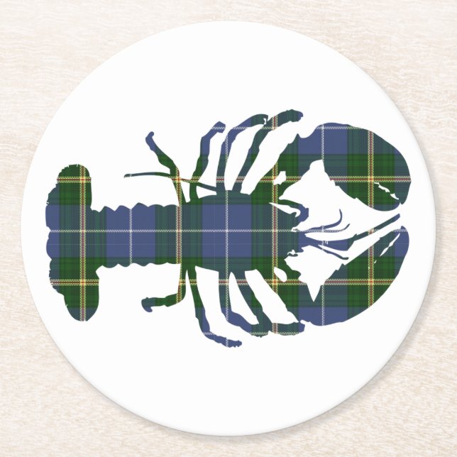 Nova Scotia Tartan lobster pulp board drinkkoaster Underlägg Papper Rund (Framsidan)