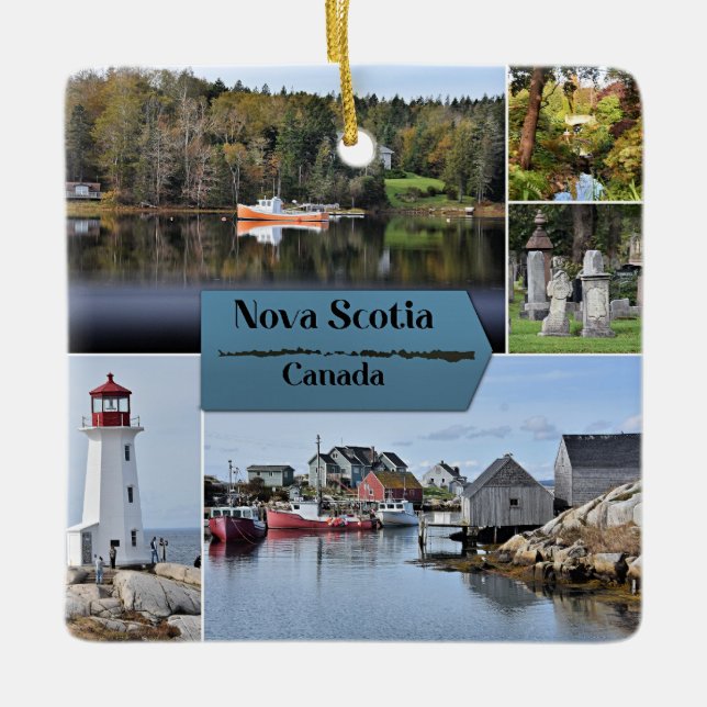 Nova Scotia Travel Poster Julgransprydnad Keramik (Framsida)