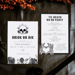 NOVA Skull Bride eller Die Til Death Bachelorette Inbjudningar