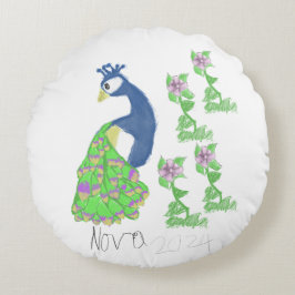 Nova Speciell Peacock Hand plockade Rund Kudde