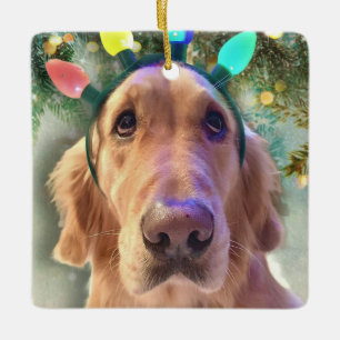 Nova the Golden Retriever -jul Ljus Julgransprydnad Keramik