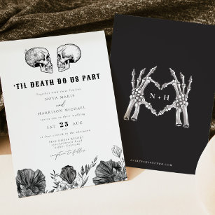 NOVA Til Död Gothic Skull Black Blommigt Bröllop I Inbjudningar