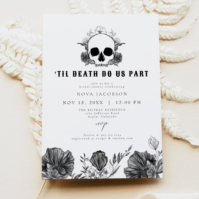 NOVA Til Död Gothic Skull Black Möhippa Inbjudningar (Skapare uppladdad)