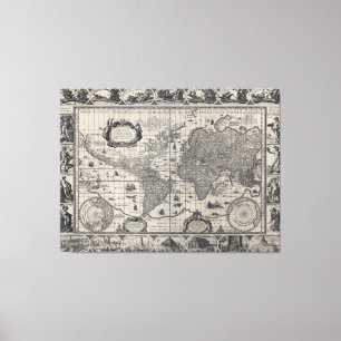 Nova totius terarum, 1606 Antique World Map Canvastryck