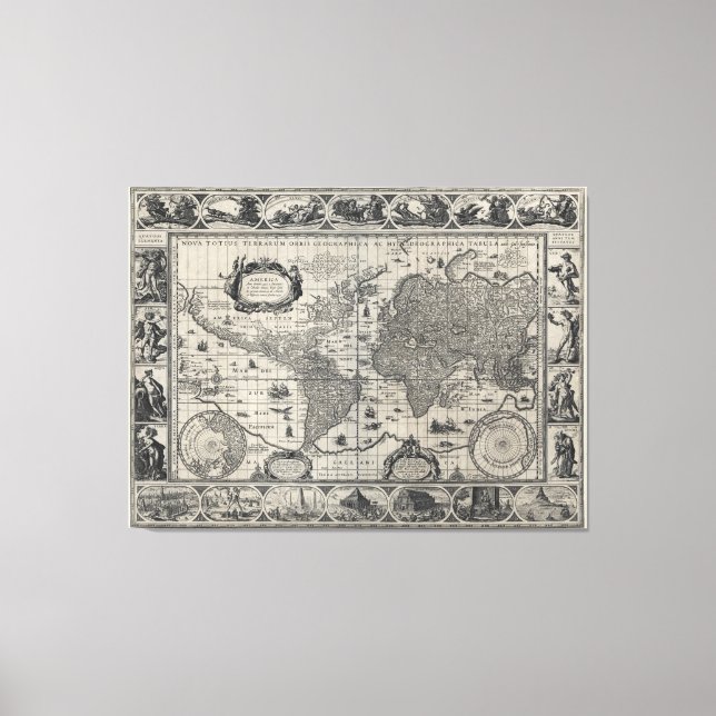 Nova totius terrarum, 1606 Antique World Map Canvastryck (Framsida)