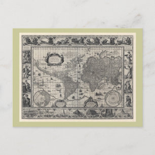 Nova totius terrarum, 1606 Antique World Map Vykort