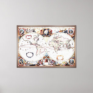 Nova Totius Terrarum Orbis av Henricus Hondius II Canvastryck