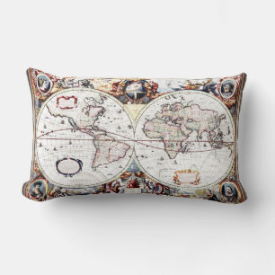 Nova Totius Terrarum Orbis av Henricus Hondius II Lumbarkudde