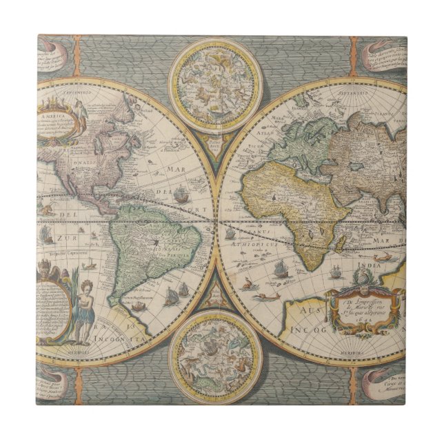 Nova Totius Terrarum Orbis Geographica Kakelplatta (Framsidan)