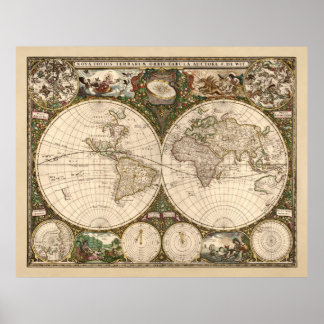 Nova Totius Terrarum Orbis Tabula (F. de Wit) Poster