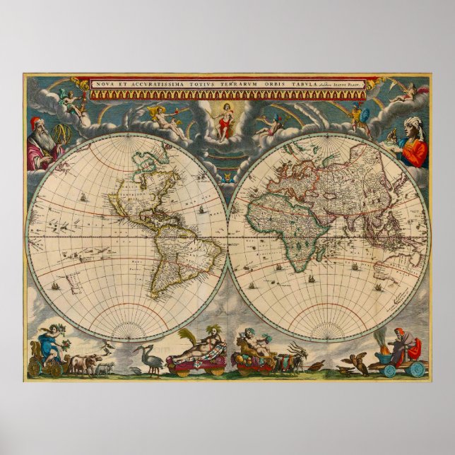 Nova Totius Terrarum Orbis Tabula World Map Poster (Framsidan)