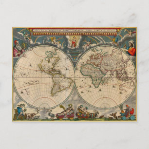 Nova Totius Terrarum Orbis Tabula World Map Vykort