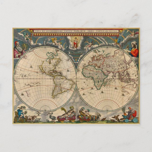 Nova Totius Terrarum Orbis Tabula World Map Vykort (Framsida)