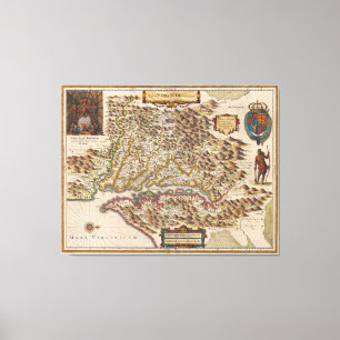 NovaVirginiae Tabula Henricus Hondius karta 1630 Canvastryck
