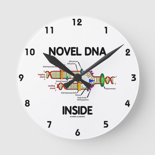Novel DNA Inside (Molecular Biology Humor) Rund Klocka (Framsida)