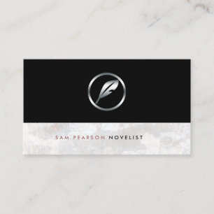 Novelist Fold Silver Quill Icon-Elegant Visitkort