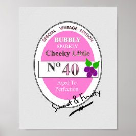 Novelty 40:e milstolpen Birthday Funny Vin Poster