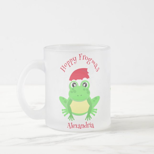 Novelty av julfrö Santa Hat Frosted Mugg (Vänster)