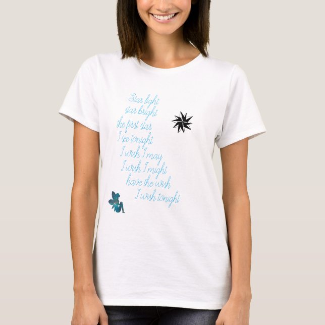 Novelty AV Roligt ÖNSKAN STAR LIGHT STAR BRIGHT T Shirt (Framsida)