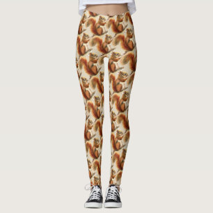 Novelty av vattenfärgad Roligt ekorre Cute Animal Leggings