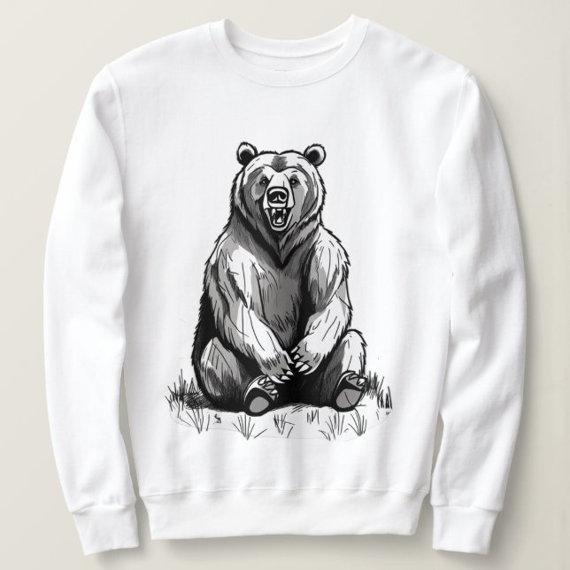 Novelty Bear Graphic Hoodie, Coola Animal Print T Shirt (Design framsida)