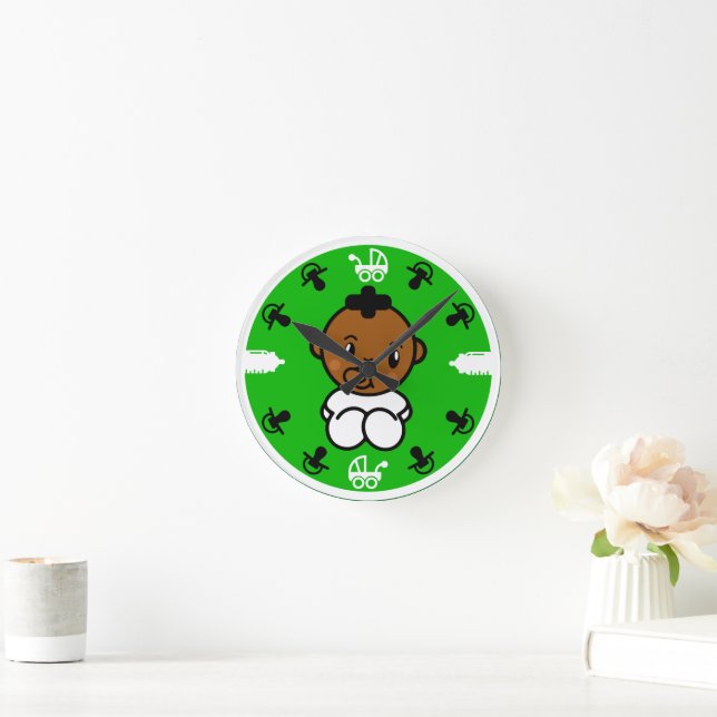 Novelty Cute Black Baby Gift Rund Klocka (Hem)