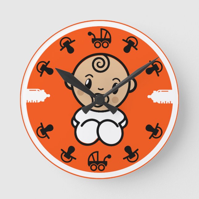 Novelty Cute Nyfödd bebis Gift Rund Klocka (Framsida)