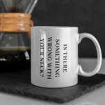 Novelty för Funny Chiropractor Bone Adjuster Kaffemugg<br><div class="desc">Det här kaffet mugg ger en underbar gåva för att få din favoritkiropraktor, för vem som inte kärlekar en hett kopp av choklad eller kaffe efter en hård dags arbetsrygg som viskar och justerar ben. I texten står det: "Är det något fel på Nacke?" Perfektens gåva till en praktik som...</div>