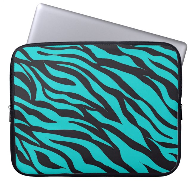Novelty för Vild av skalblått Zebra ränder på djur Laptop Sleeve (Framsidan)