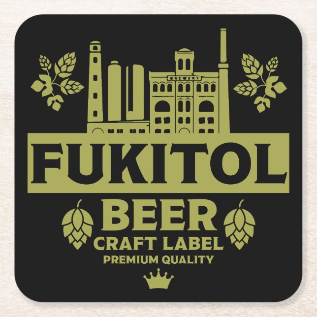 Novelty Funny Beer-etikett Underlägg Papper Kvadrat (Framsidan)