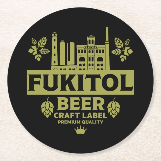 Novelty Funny Beer-etikett Underlägg Papper Rund (Framsidan)