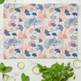 Novelty Ginkgo Navy Blue & Orange Mönster Kökshandduk