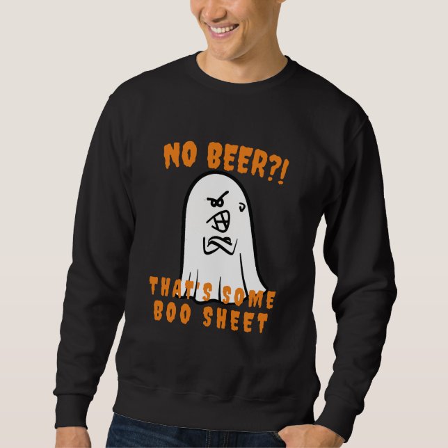 Novelty Halloween Beer Pun Creepy Arg Ghost Lång Ärmad Tröja (Framsida)