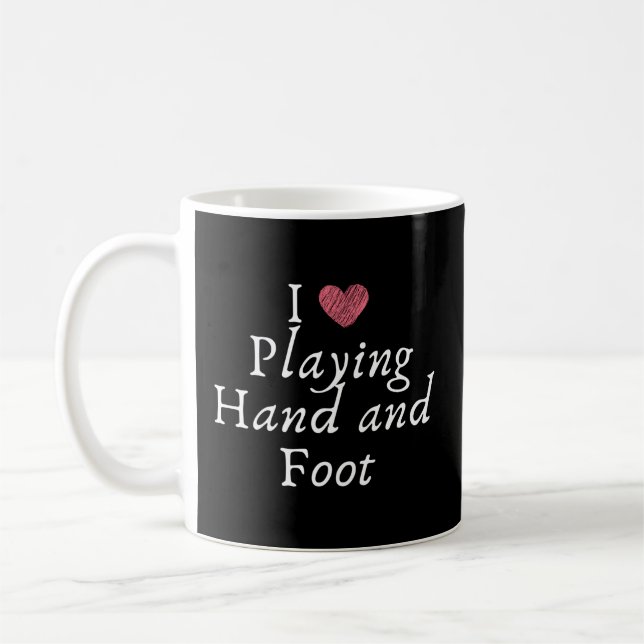 Novelty Kärlek spelar upp hand- och fotkortsspel Kaffemugg (Vänster)