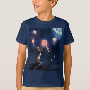 Novelty Katt och marulk Surrealism Art T- T Shirt