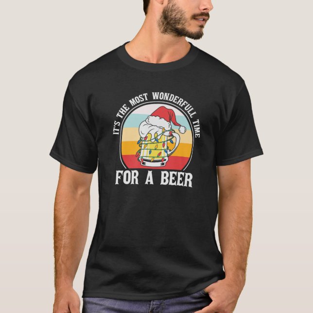 Novelty Ljus Santa Cap T Shirt (Framsida)