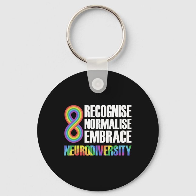 Novelty Neurodiversity Rainbow Infinity Autism Awa Nyckelring (Framsida)