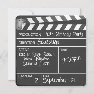 Novelty Personlig Movie Clapperboard Birthday Inbjudningar