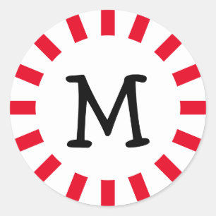 Novelty Red White Black Monogram Peppermint Candy Runt Klistermärke