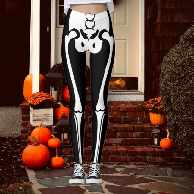 Novelty Roligt Halloween Skeleton Ben Leggings (Novelty Fun Halloween Skeleton Legs Leggings from Ricaso. Halloween costume leggings)